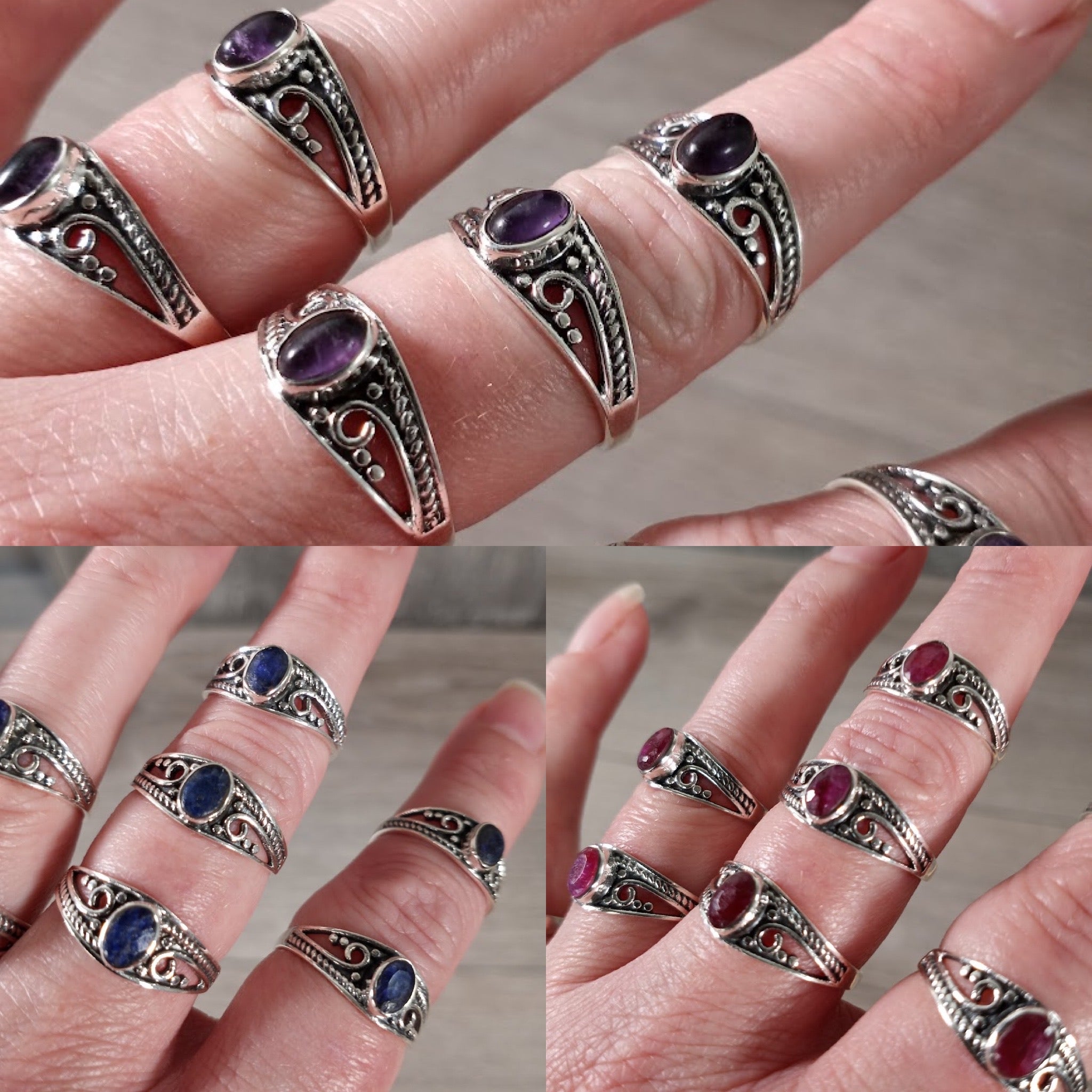 Gemstone Sterling Silver Ring Witchy Boho Style