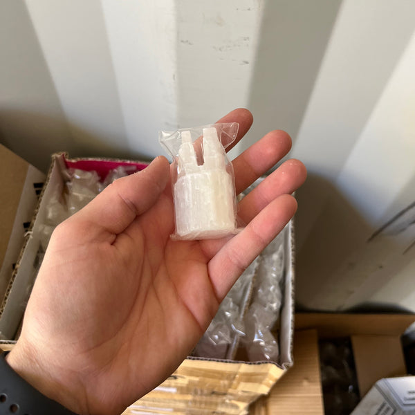 Selenite Twin Tower 6 cm Box of 100