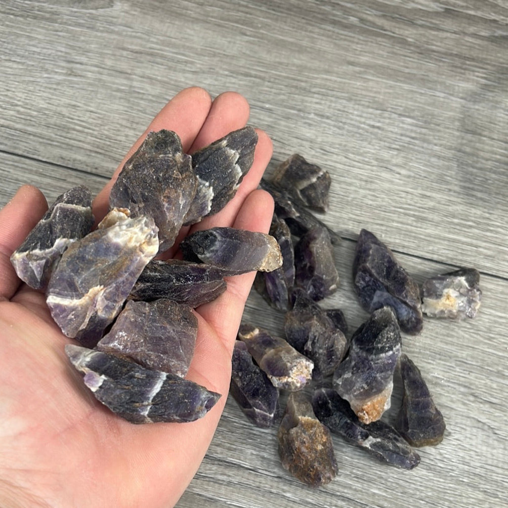 Natural Chevron Amethyst Rough Chunks - 1 lb Bulk Wholesale.