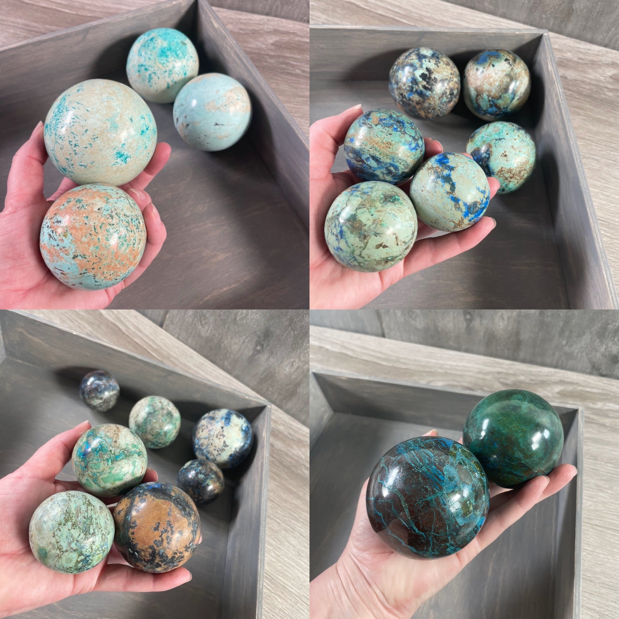 Wholesale Chrysocolla spheres bulk lots for resale and energy work