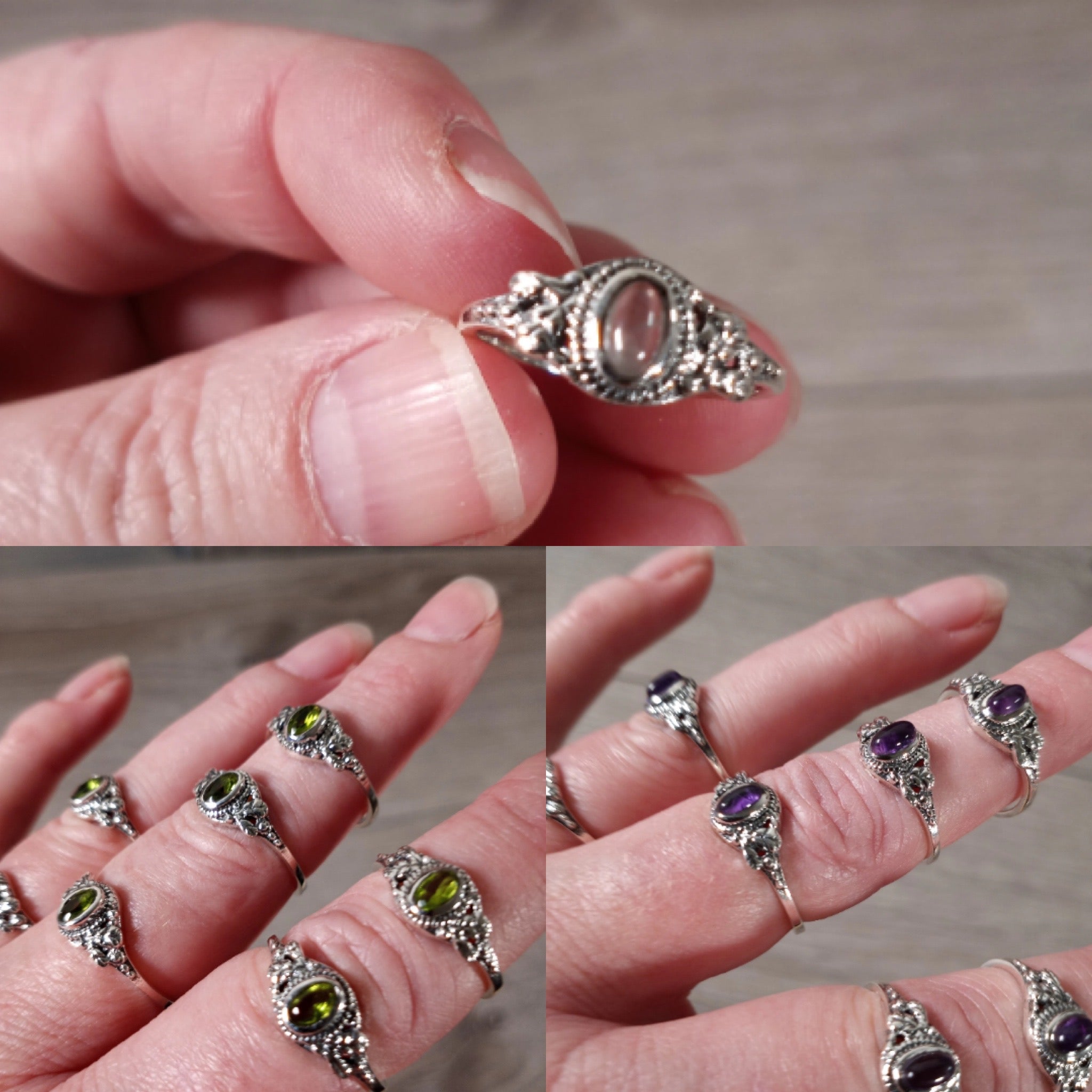 Gemstone Ring Sterling Silver 925 Earthy Dainty Boho Style