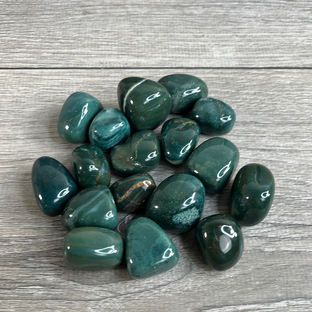 1 lb Bloodstone tumbled stones wholesale for retailers and crystal enthusiasts.