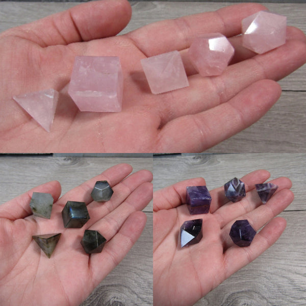 Gemstone Ancient Geometry Box Set of Platonic Solids