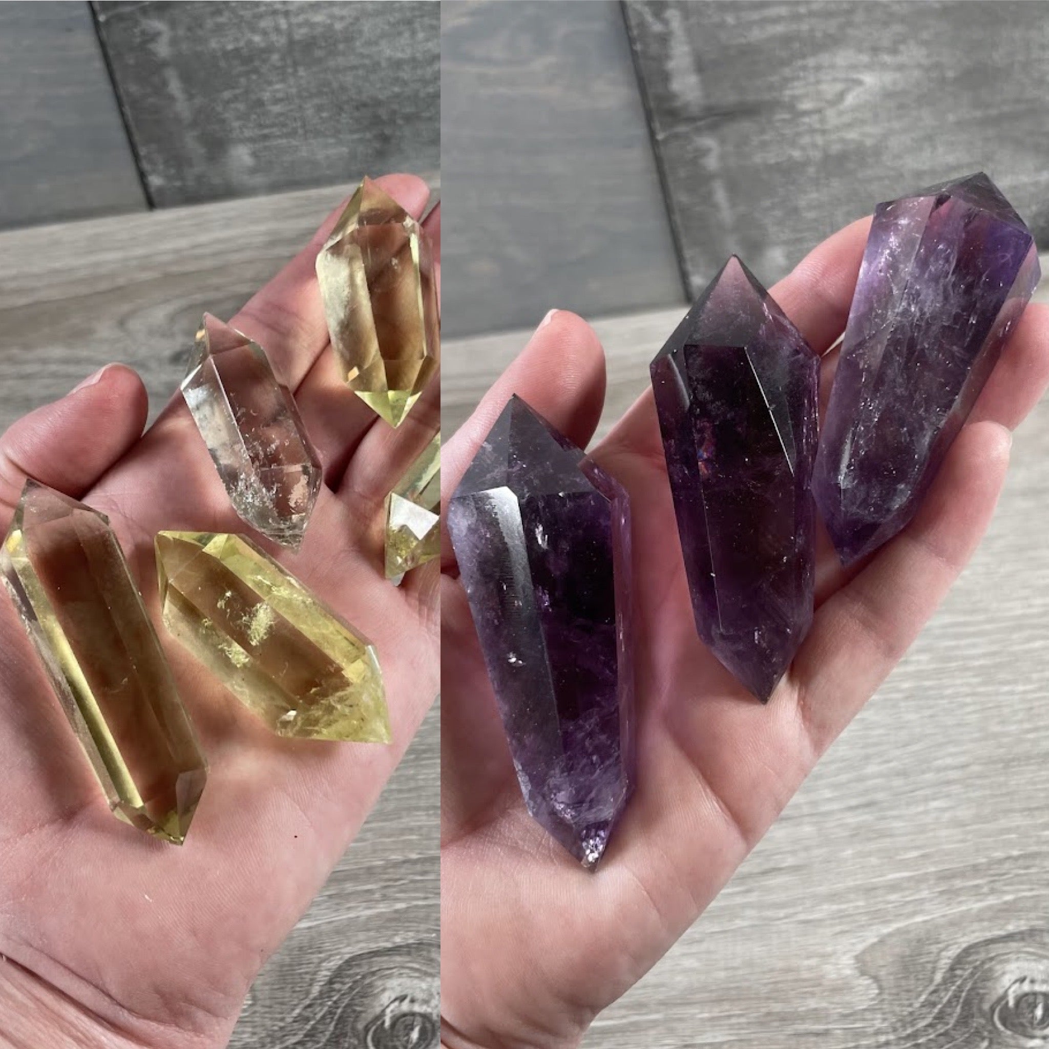 Vogel style double terminated gemstone wands assorted colors wholesale