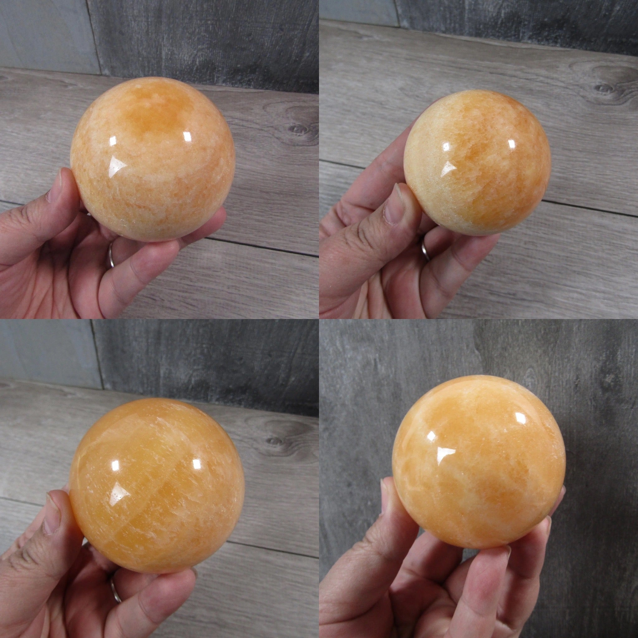 Orange Calcite Sphere Large Display Size