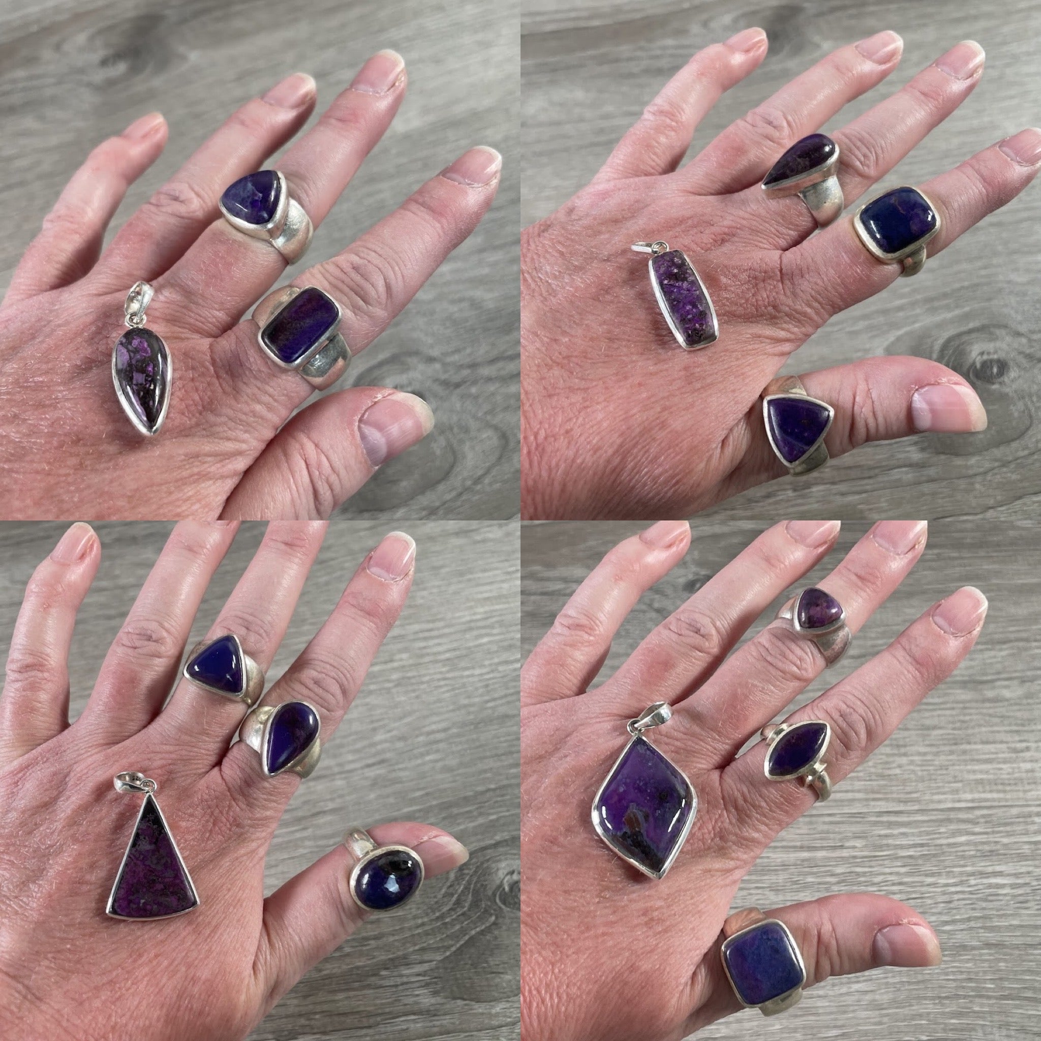 Wholesale sugilite sterling silver rings and pendants