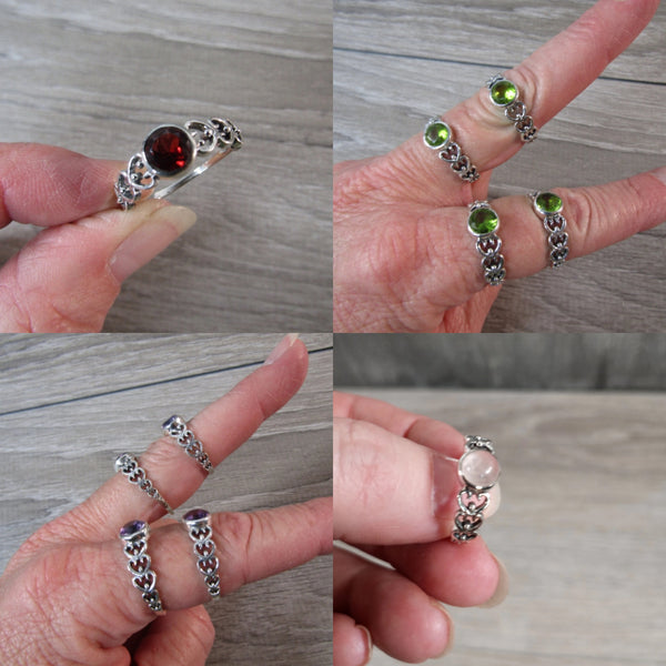 Sterling Silver Heart Ring With Gemstone