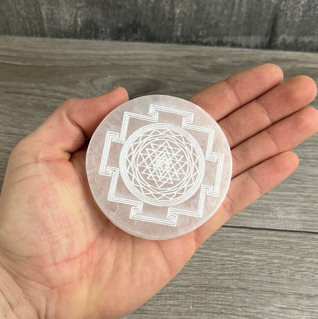 Selenite Laser Engraved Charging Plates