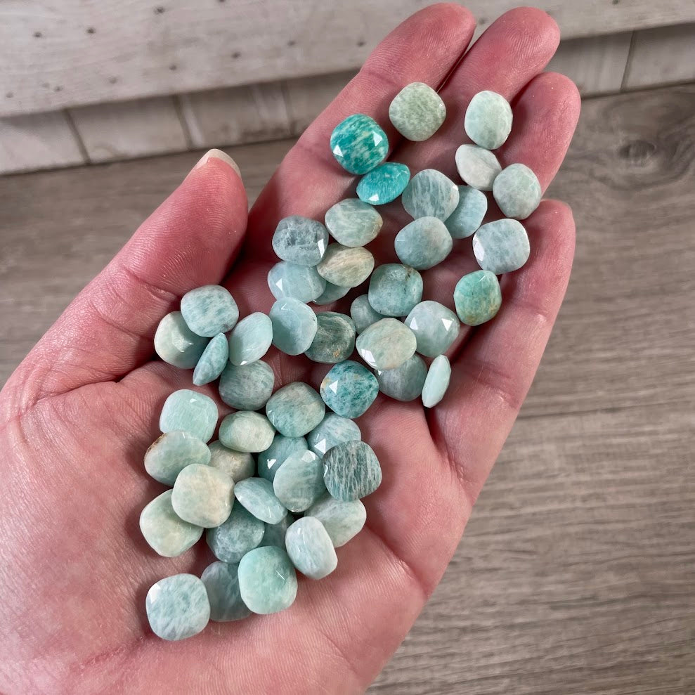 Amazonite faceted square crystal stones for wholesale jewelry and craft projects