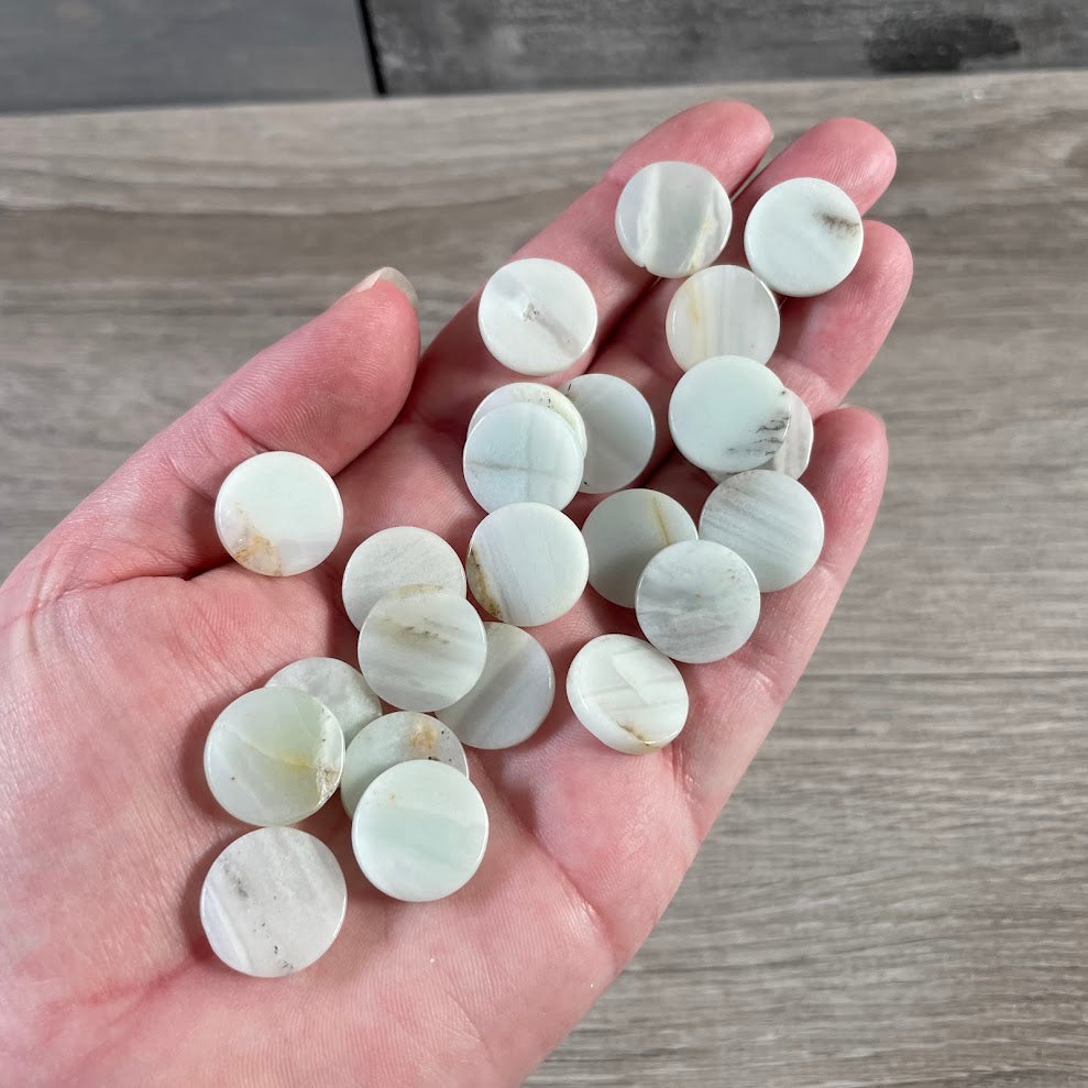 Amazonite round small disk for jewelry making