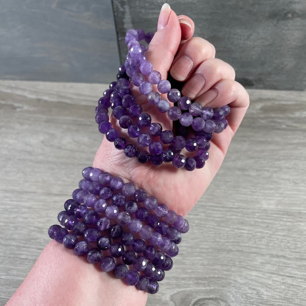 Amethyst beaded polyhedral stacking bracelets gift shop wholesale