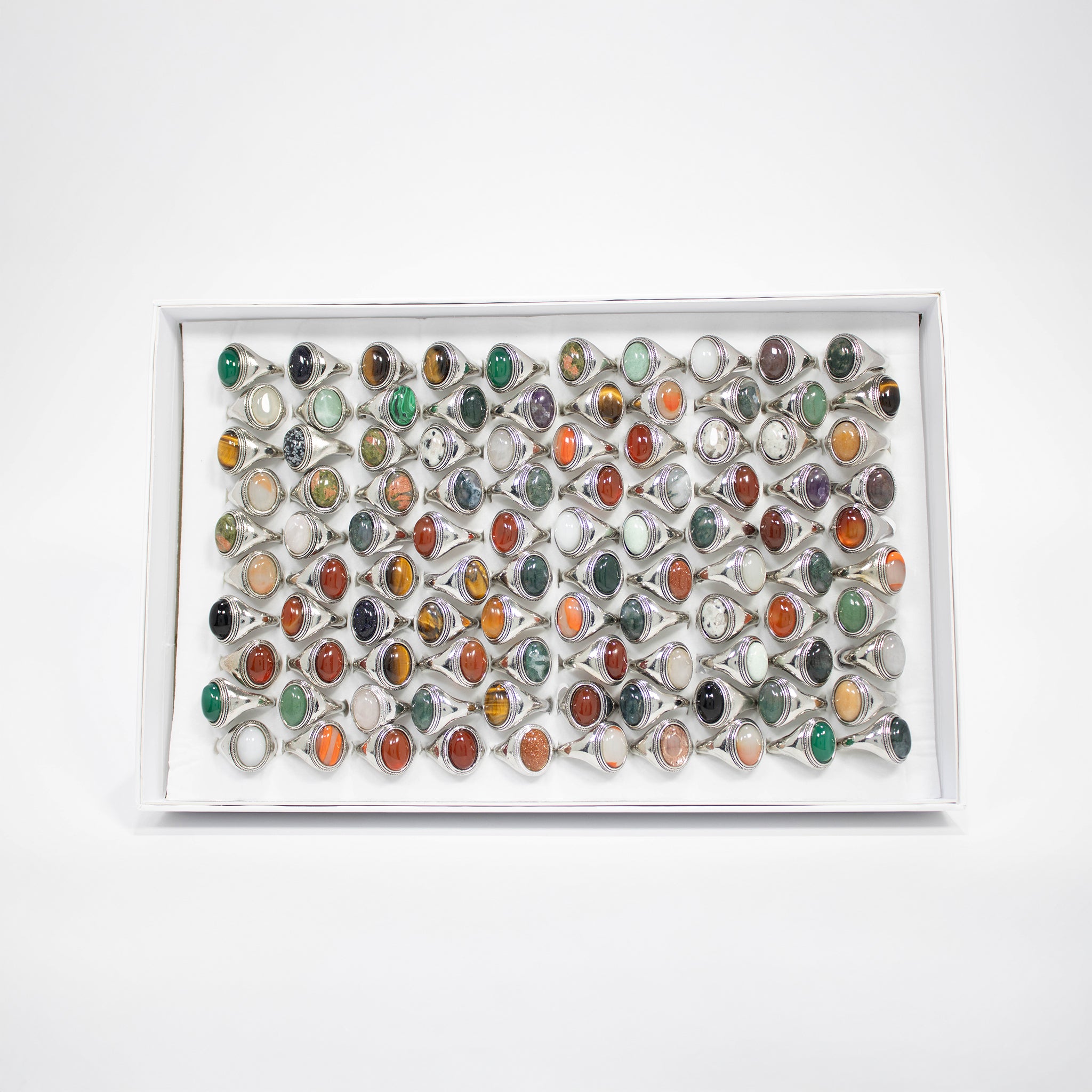 Gemstone Rings Assortment – 100 or 50 Mixed Stone Rings