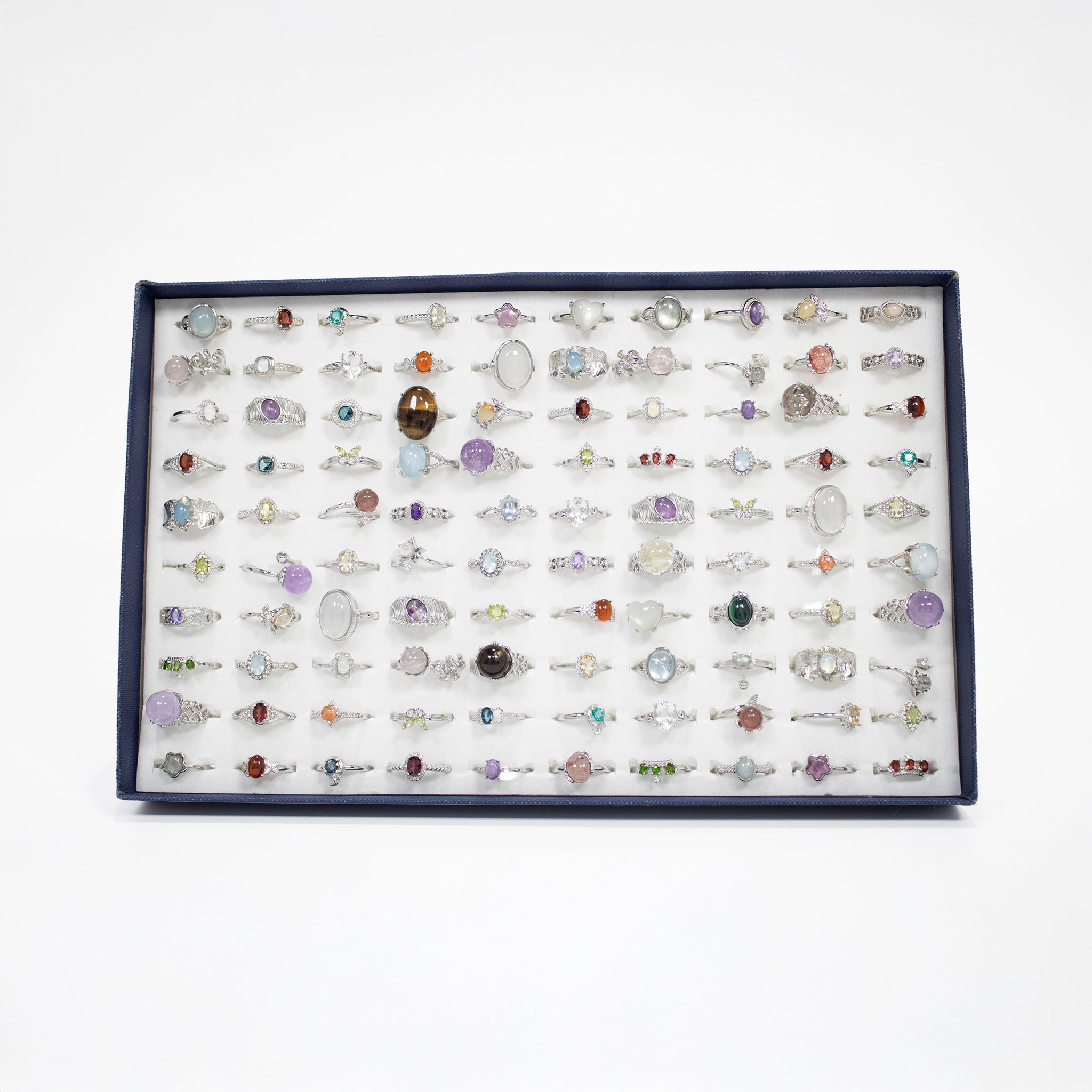 Gemstone Rings Assortment – 100 or 50 Mixed Stone Rings
