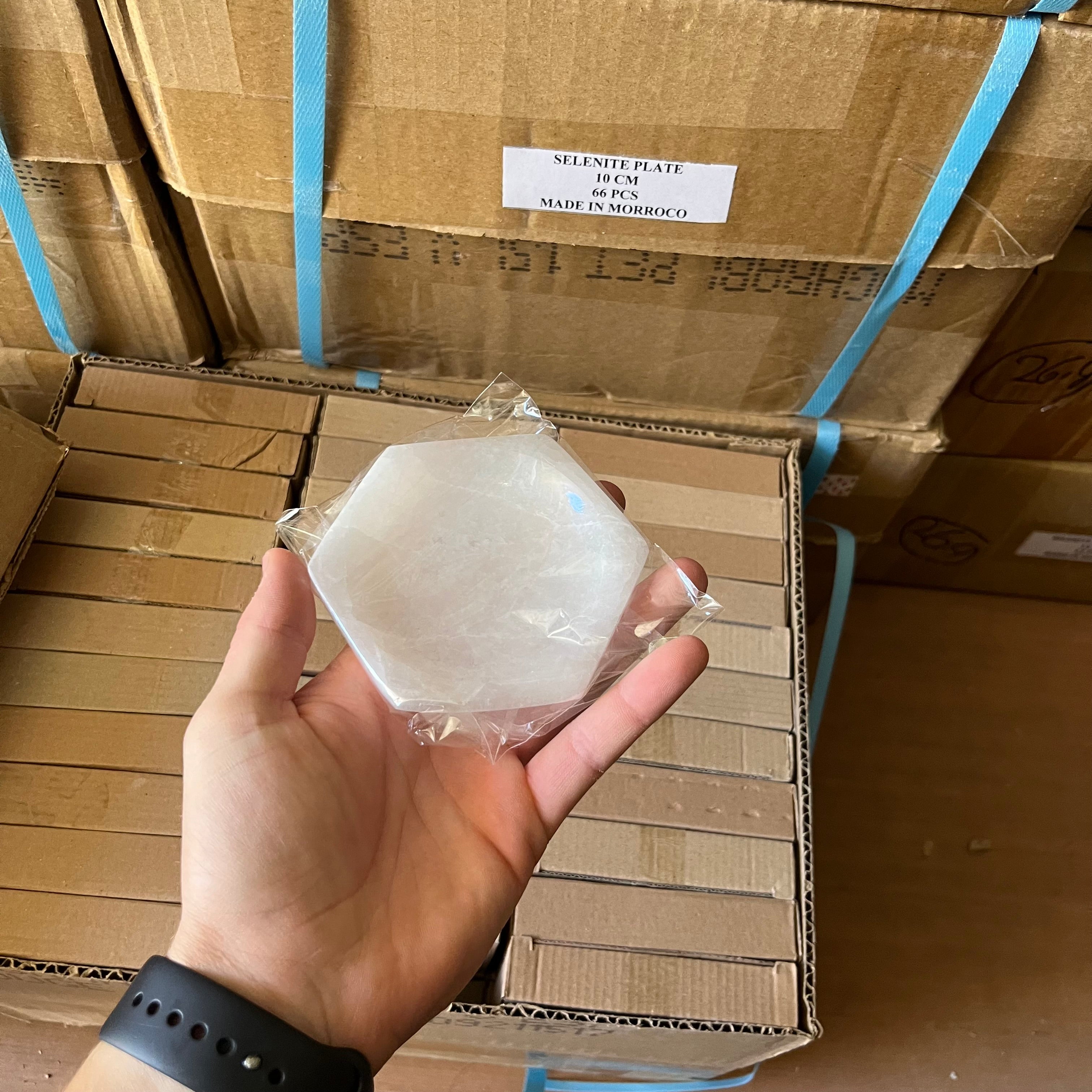 Selenite Hexagon Plate 10cm Box of 66