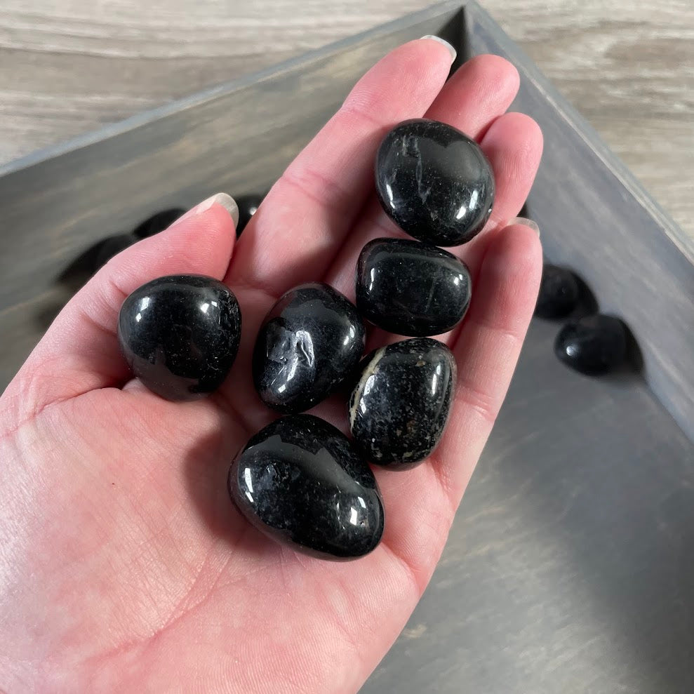 Wholesale black tourmaline tumbled stones for crystal bowls, displays, and gift sets