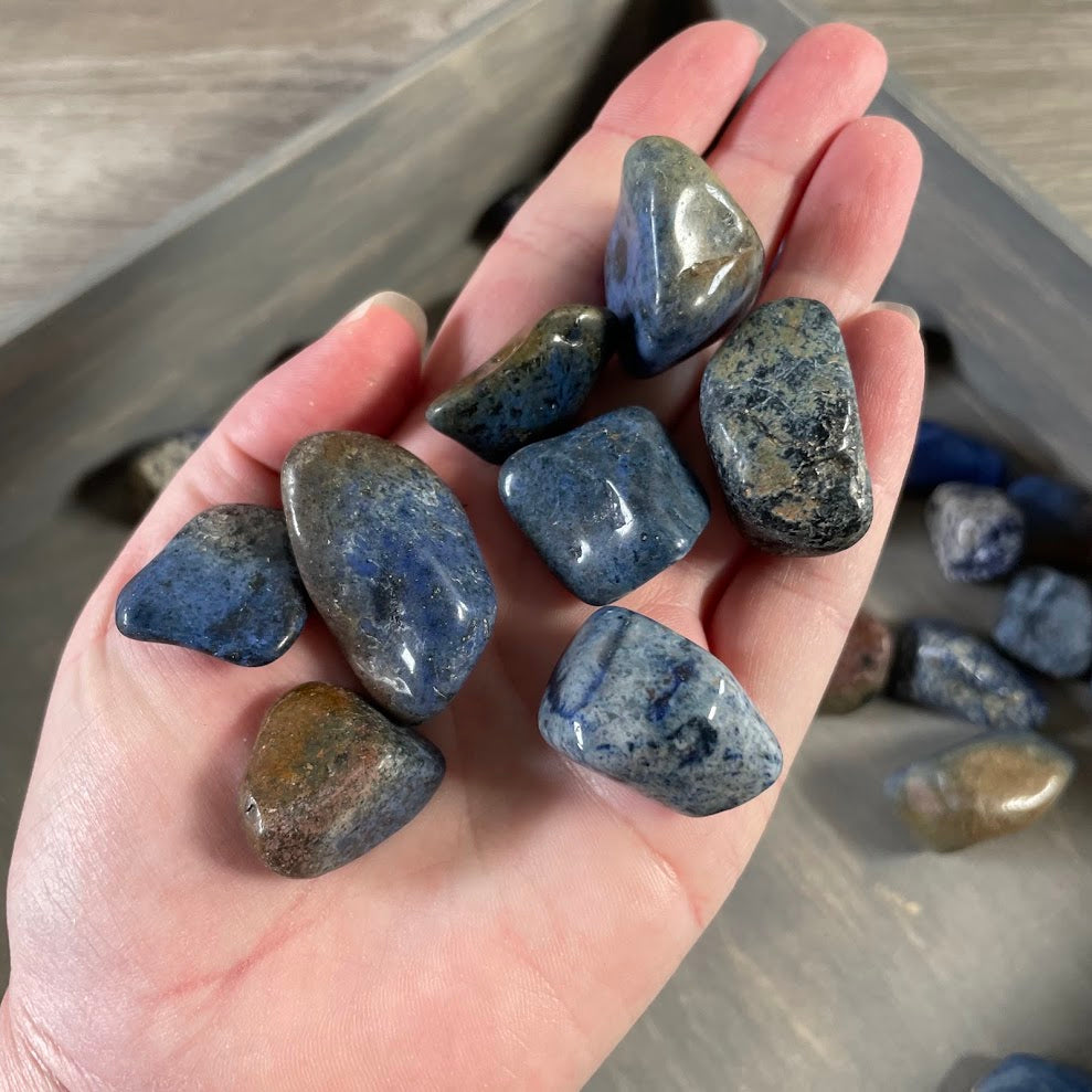 Dumortierite tumbled stones 1 pound bulk lot for wholesale crystal shops