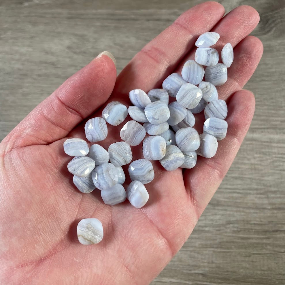 Blue Lace Agate square crystal cabochons for pendants, earrings, rings, and crafts