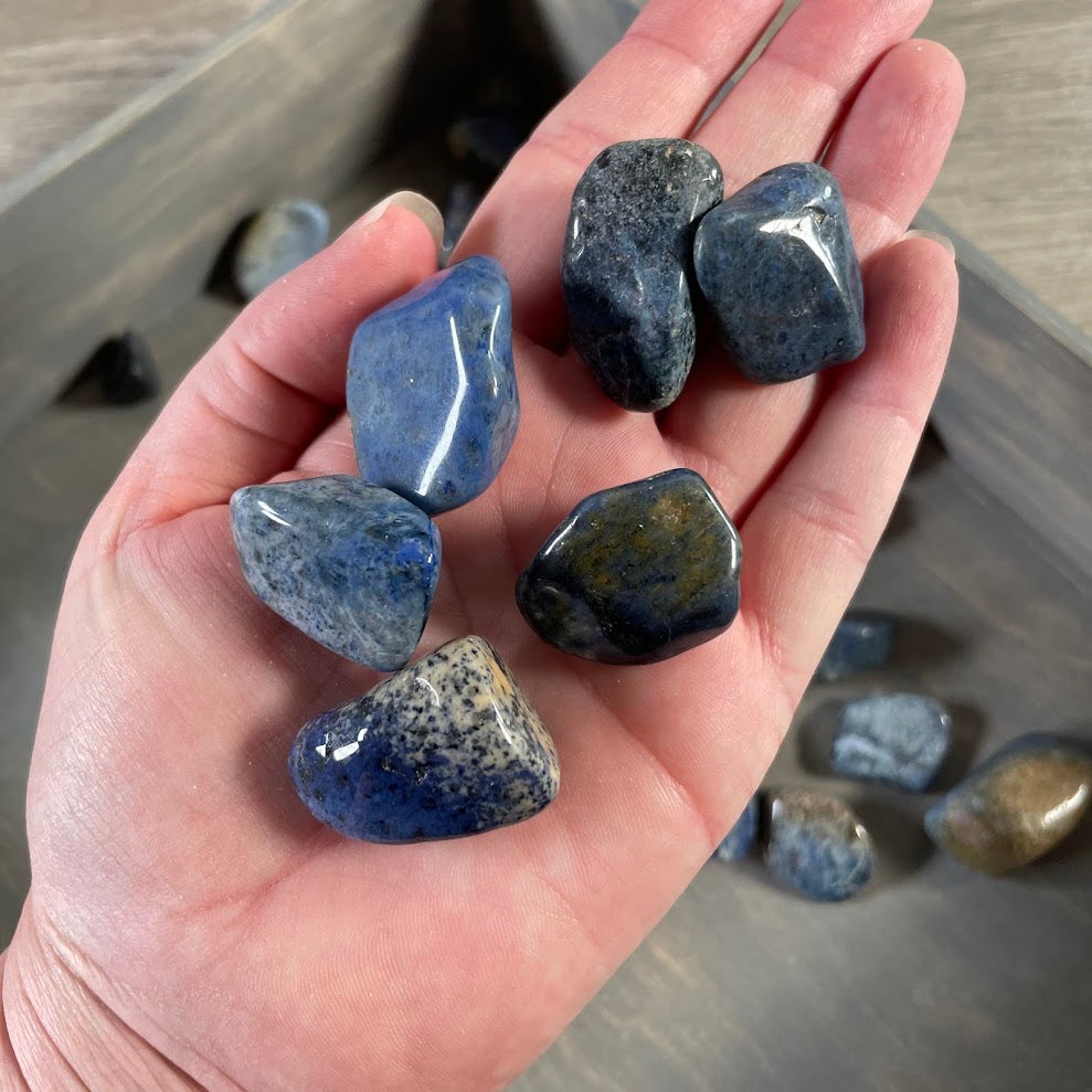 Polished Dumortierite stones 1 lb lot for crystal bowls and retail bins