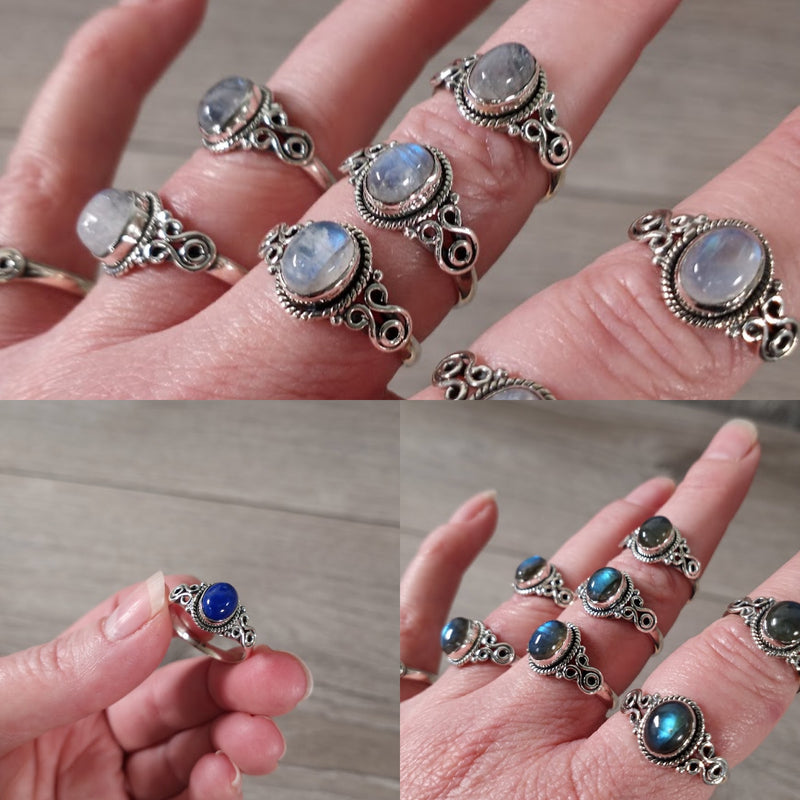 Gemstone Sterling Silver Ring Old School Boho Style