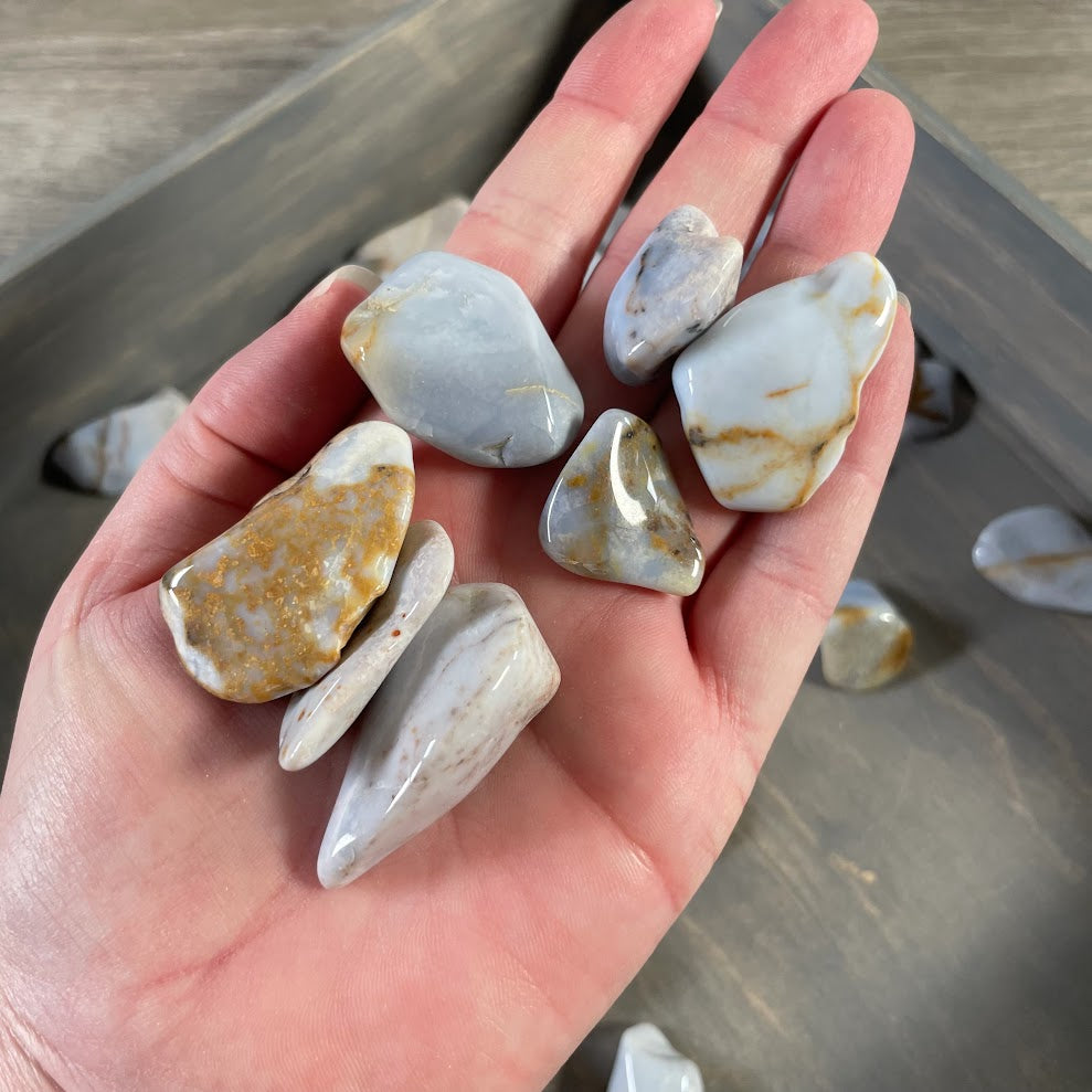 Natural chalcedony polished gemstones in 1 lb wholesale lot