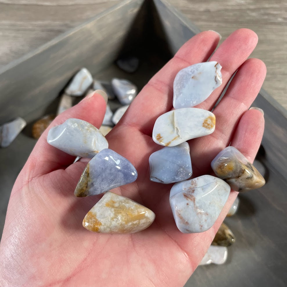 Chalcedony tumbled stones 1 pound bulk lot for wholesale crystal shops