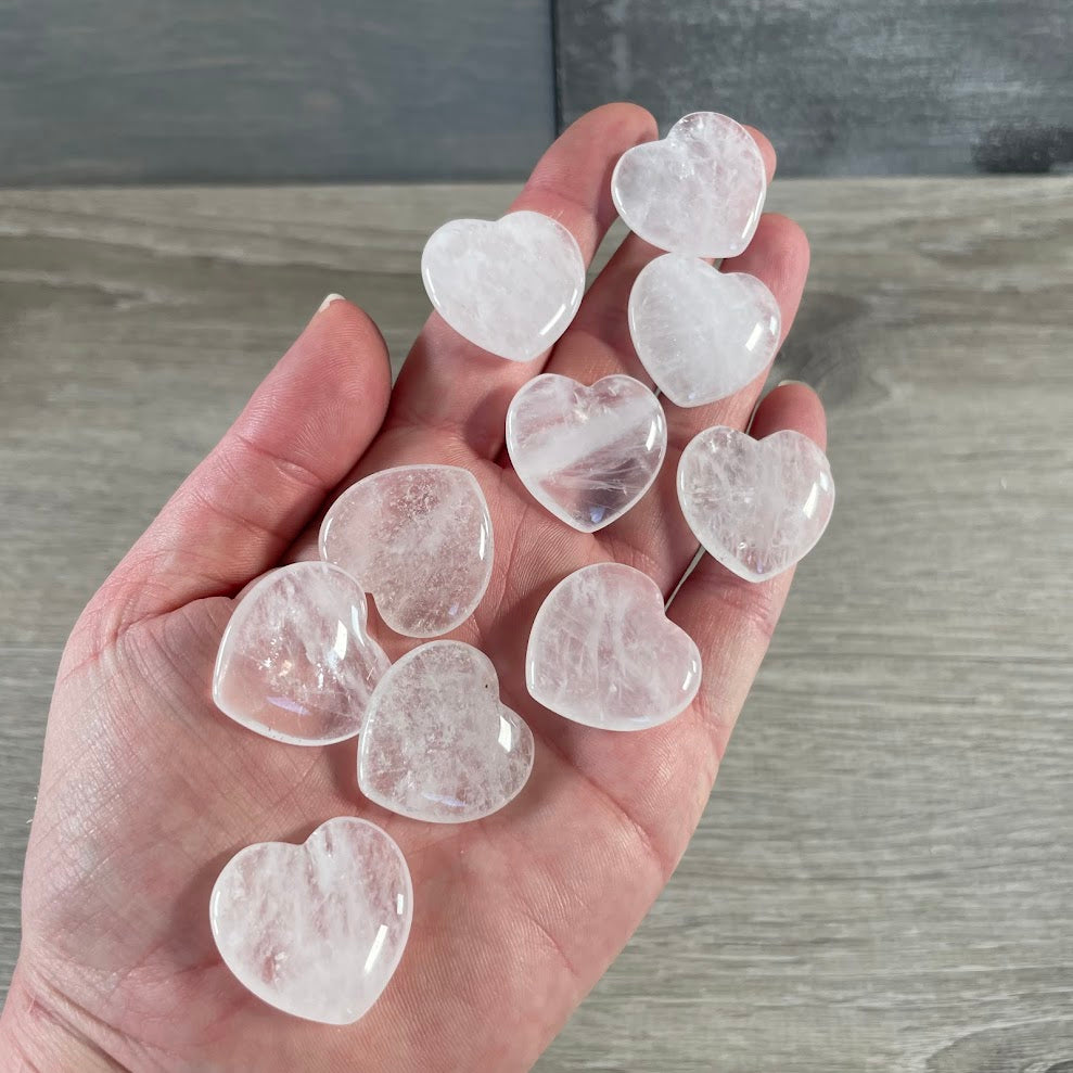Bulk wholesale clear quartz flat hearts for gift shops
