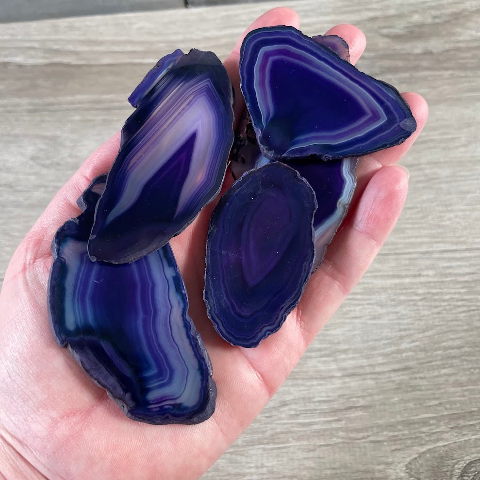 Medium Purple, Blue Agate Slice – Wholesale Polished Crystal Display