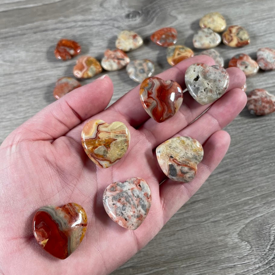 Bulk natural stone crazy lace agate heart shaped stones