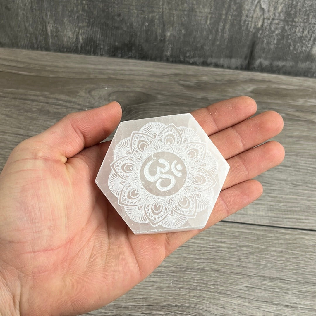 Selenite Laser Engraved Charging Plates