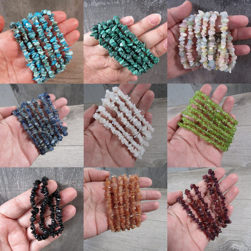 Gemstone Chip Bracelets - Premium Stones