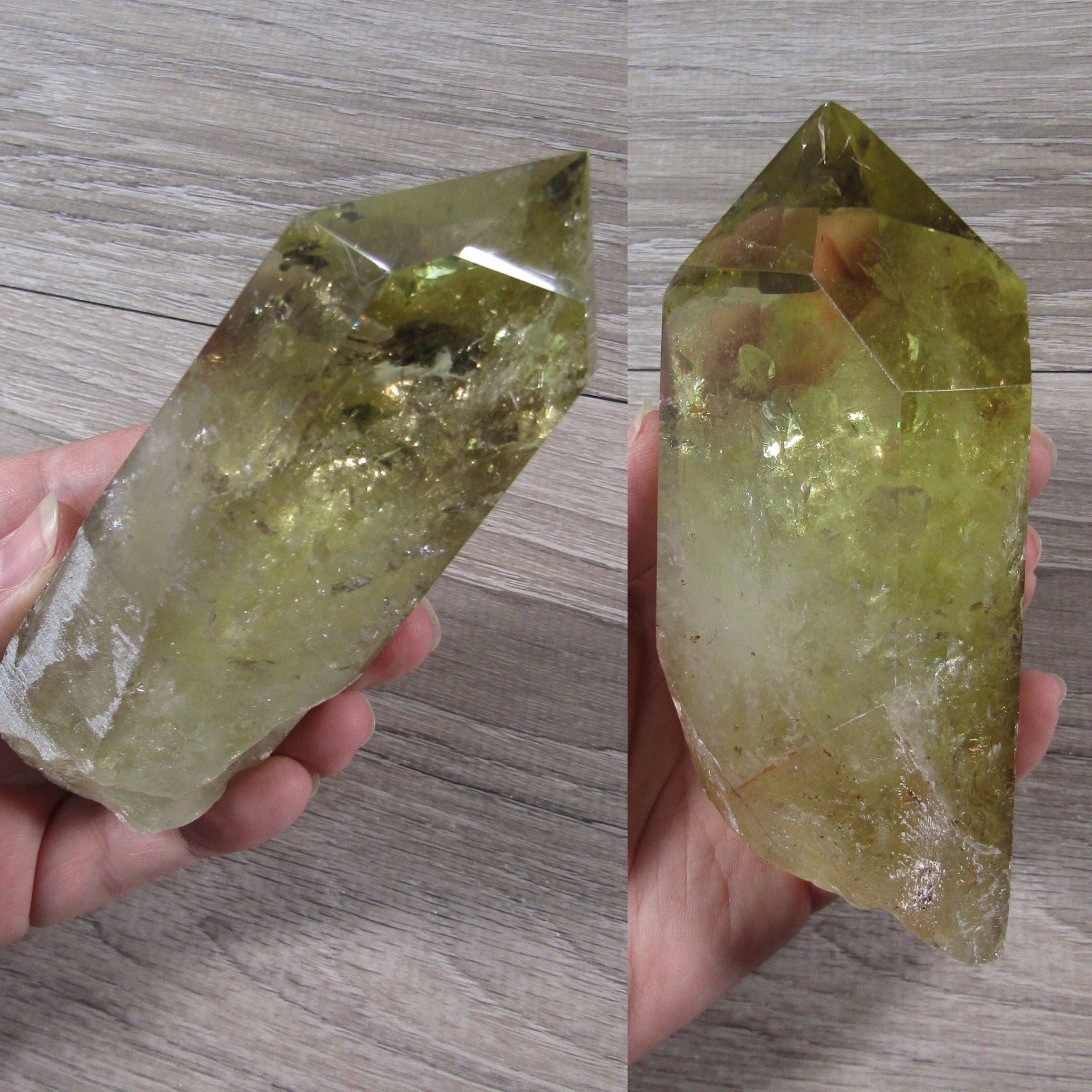 Lemon Quartz Points Large Display Size