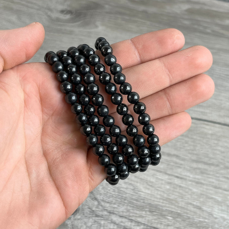 Stretchy bracelet made from 6mm round Shungite beads