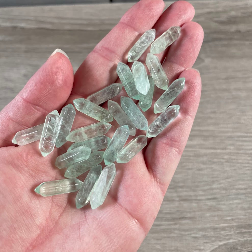 Small double terminated flurite gridding stones 