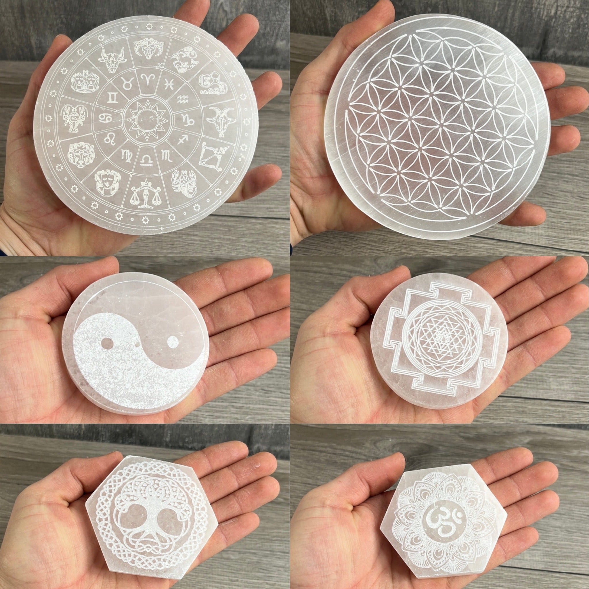 Selenite Laser Engraved Charging Plates