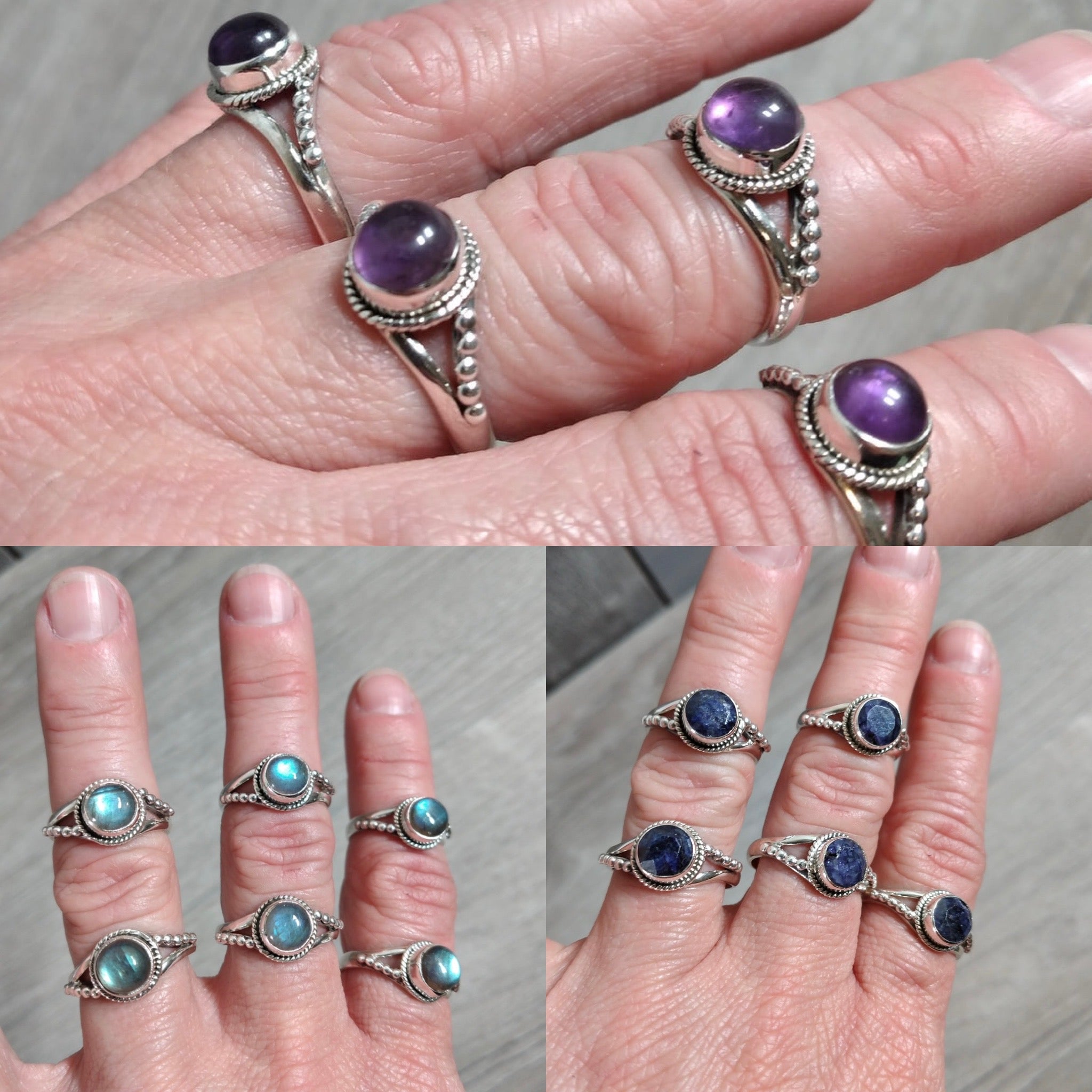 Sterling Silver Ring Gemstone Boho Twist