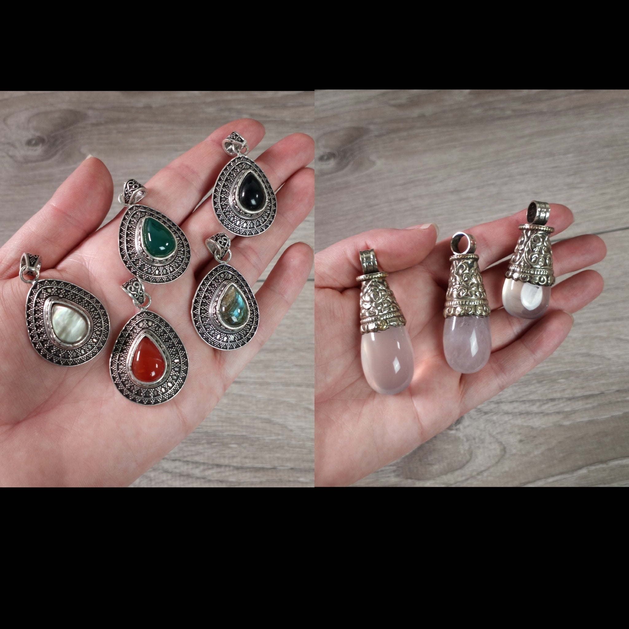 Gemstone Tibetan Style Pendants in Pot Metal