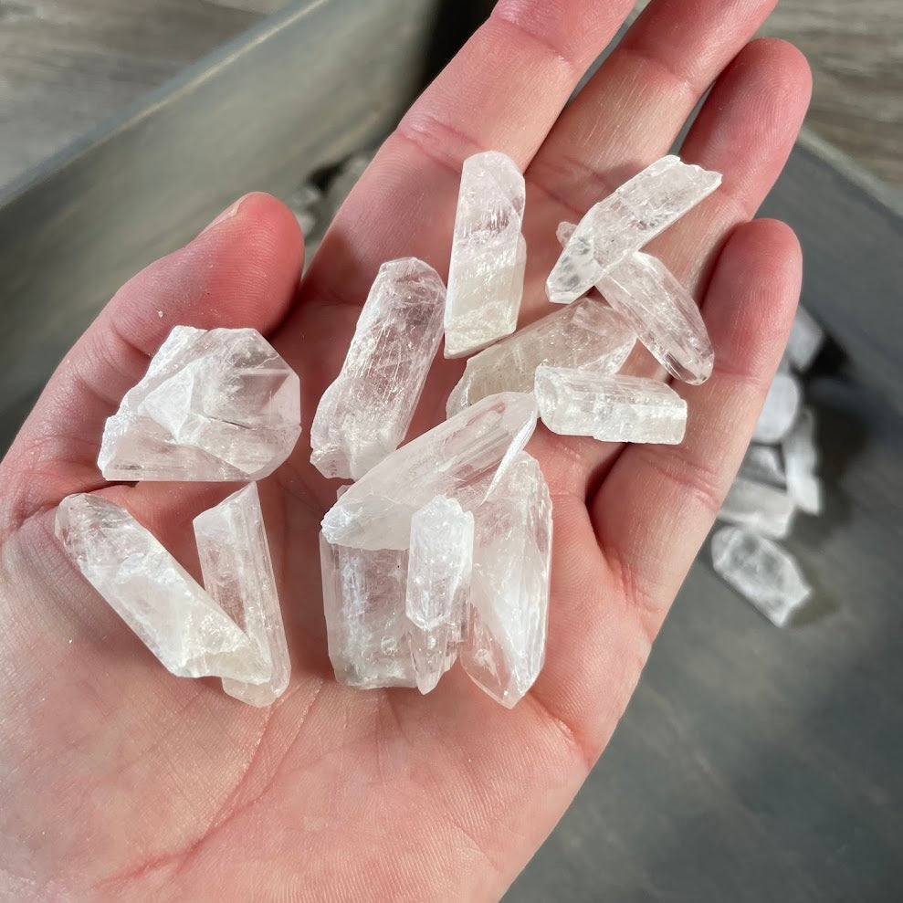 Raw pink Danburite crystals for metaphysical retail inventory