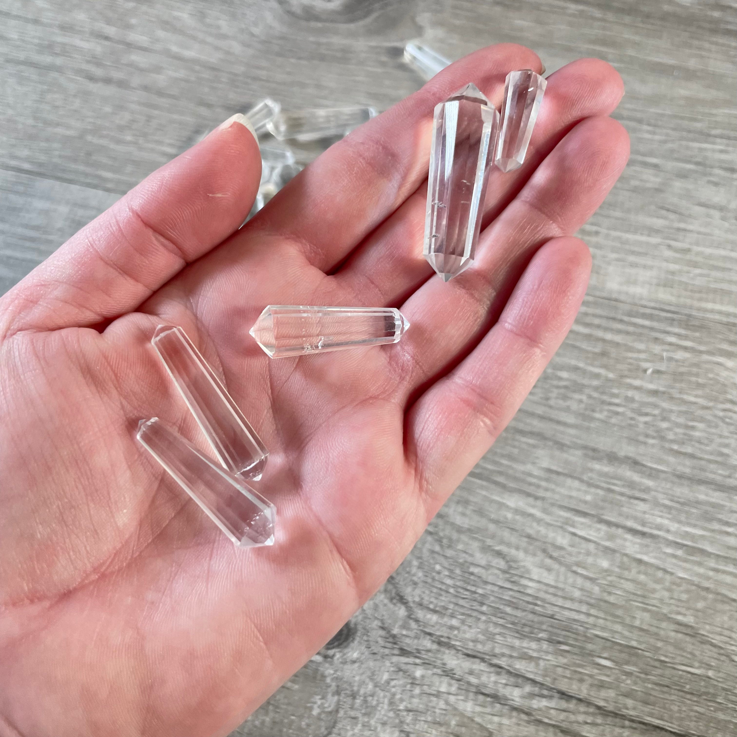 Mini clear quartz wand multi-cut faceted crystal for energy healing