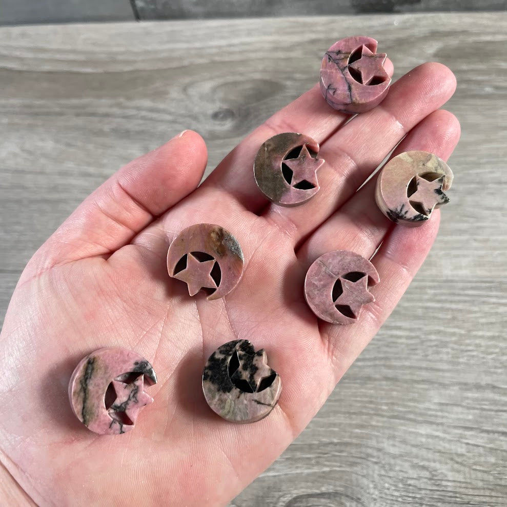 Rhodonite bulk wholesale cresent moon with star