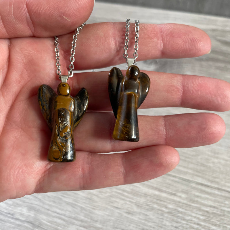 angel tiger eye pendant figurines