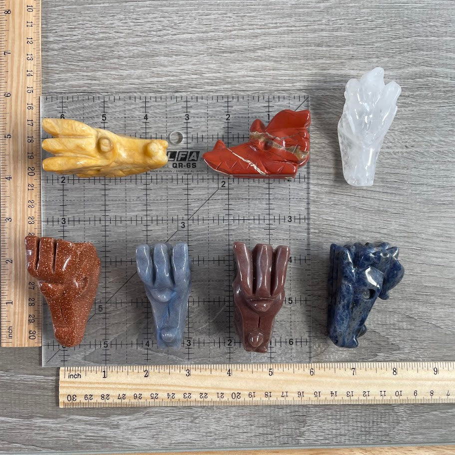 Gemstone Dragon Skull Figurines  –  Assorted Crystal Skulls