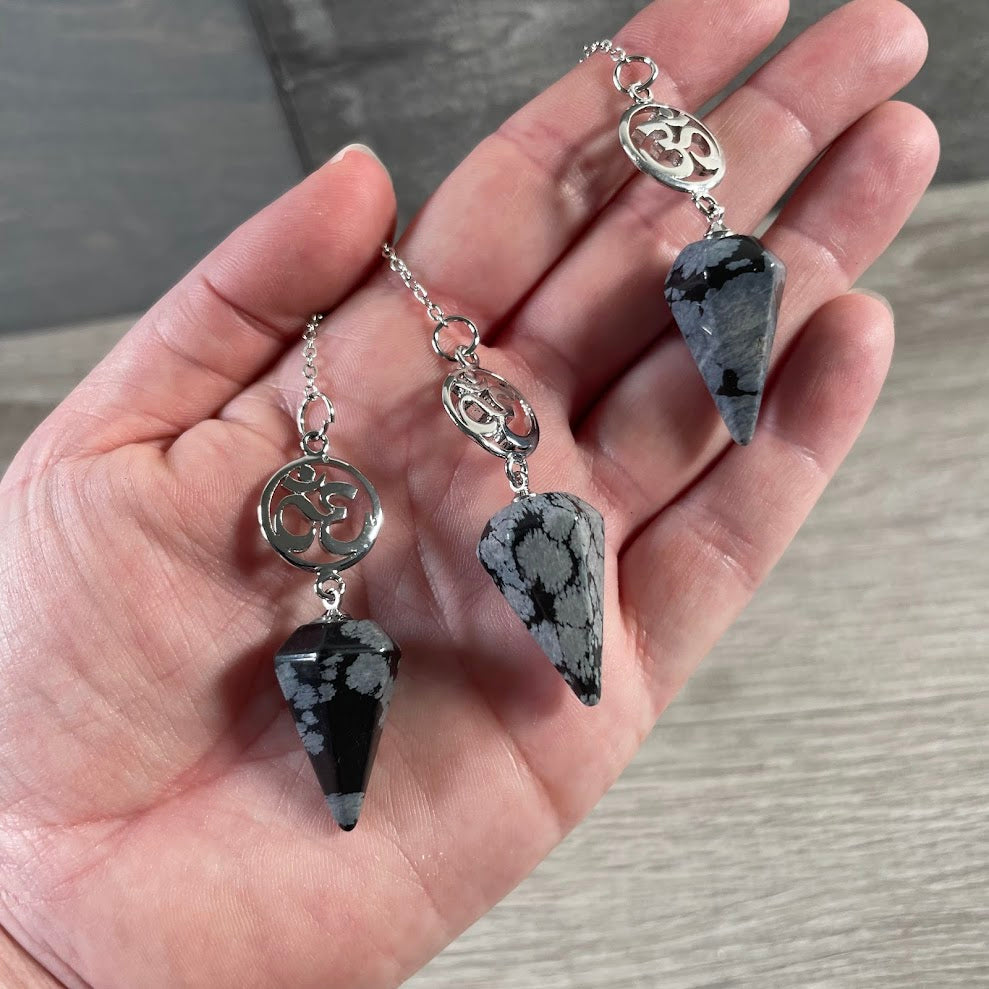 Snowflake obsidian wholesale Ohm crystal pendulum spiritual gift item