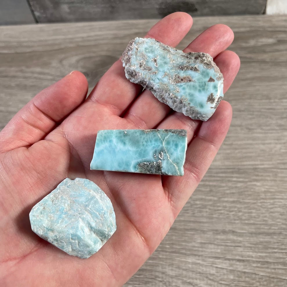 Polished Larimar display piece for crystal collections and boutiques