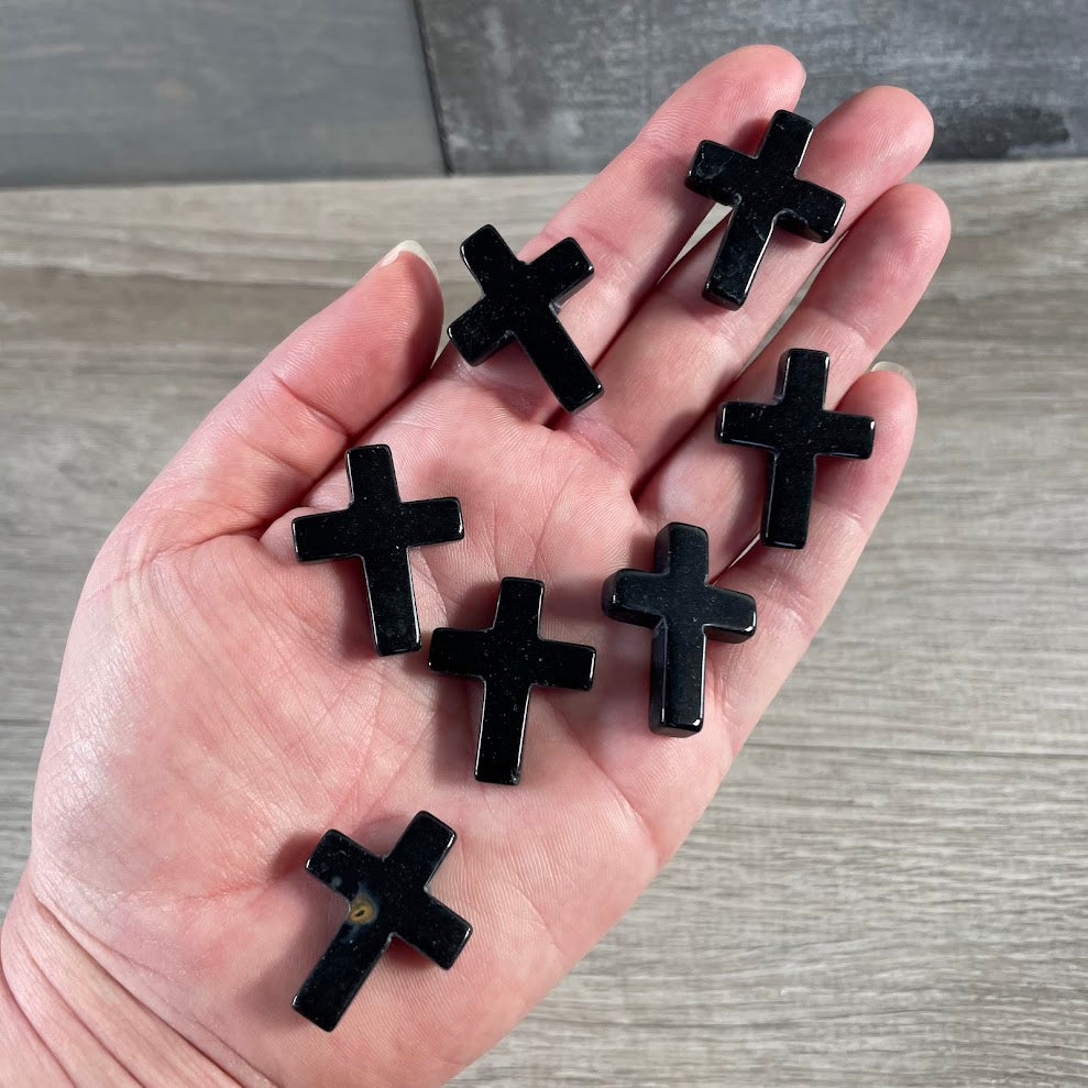 Obsidian gemstone cross religious gift