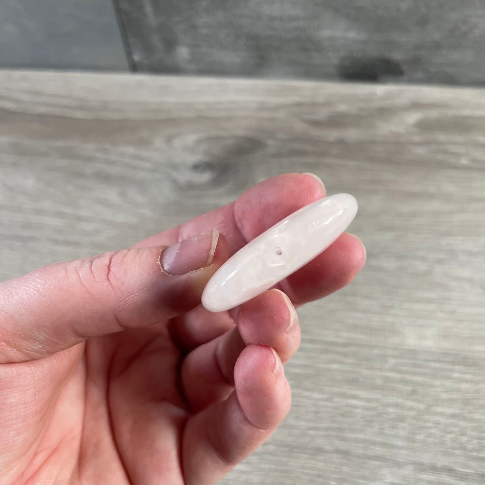 Large Flat Rose Quartz Heart Bead | Natural Pink Gemstone Jewelry Bead