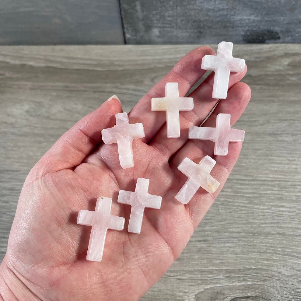 Wholesale rose quartz cross figurine