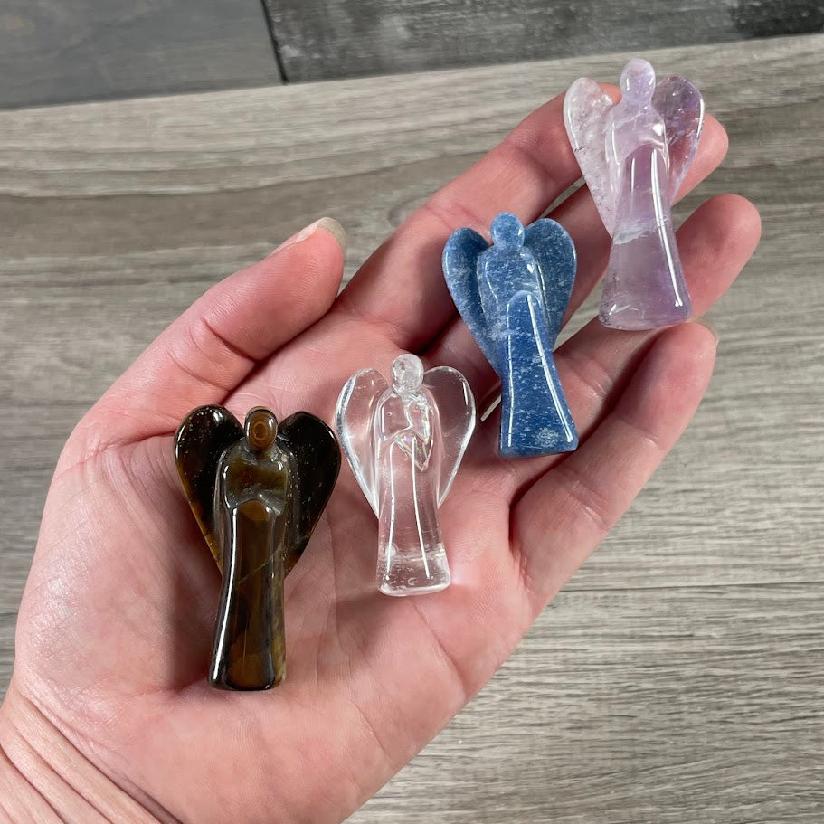 Medium Brazilian Angel Figurine hand-carved from natural gemstone