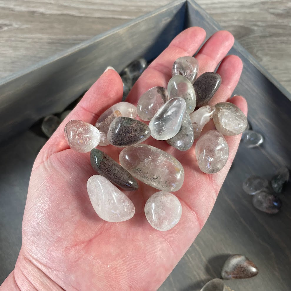 Clear quartz with green chlorite inclusions