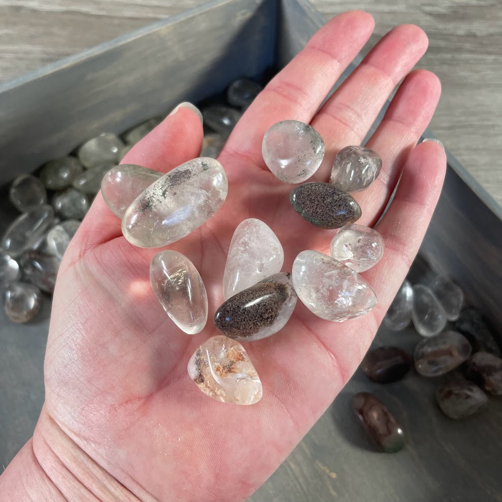 Natural Chlorite Included Quartz stones polished
