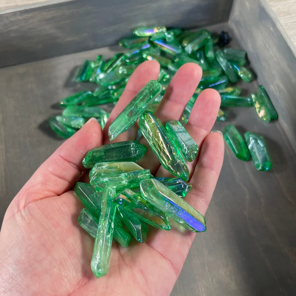 Green aura bulk crystal points wholesale